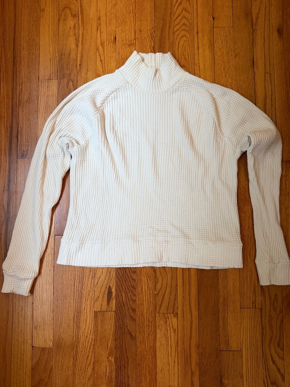 The North Face M Medium Cream Waffle Knit Mock Neck Sweater Ivory